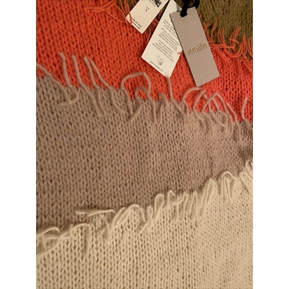 $298 Anthropologie Veroalfie Marlene Fringed Pullover Tunic Sweater Size S NWT - Picture 4 of 11
